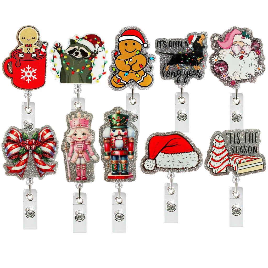 Acrylic Christmas Gifts Christmas Bow Tie Christmas Bells Badge Reel