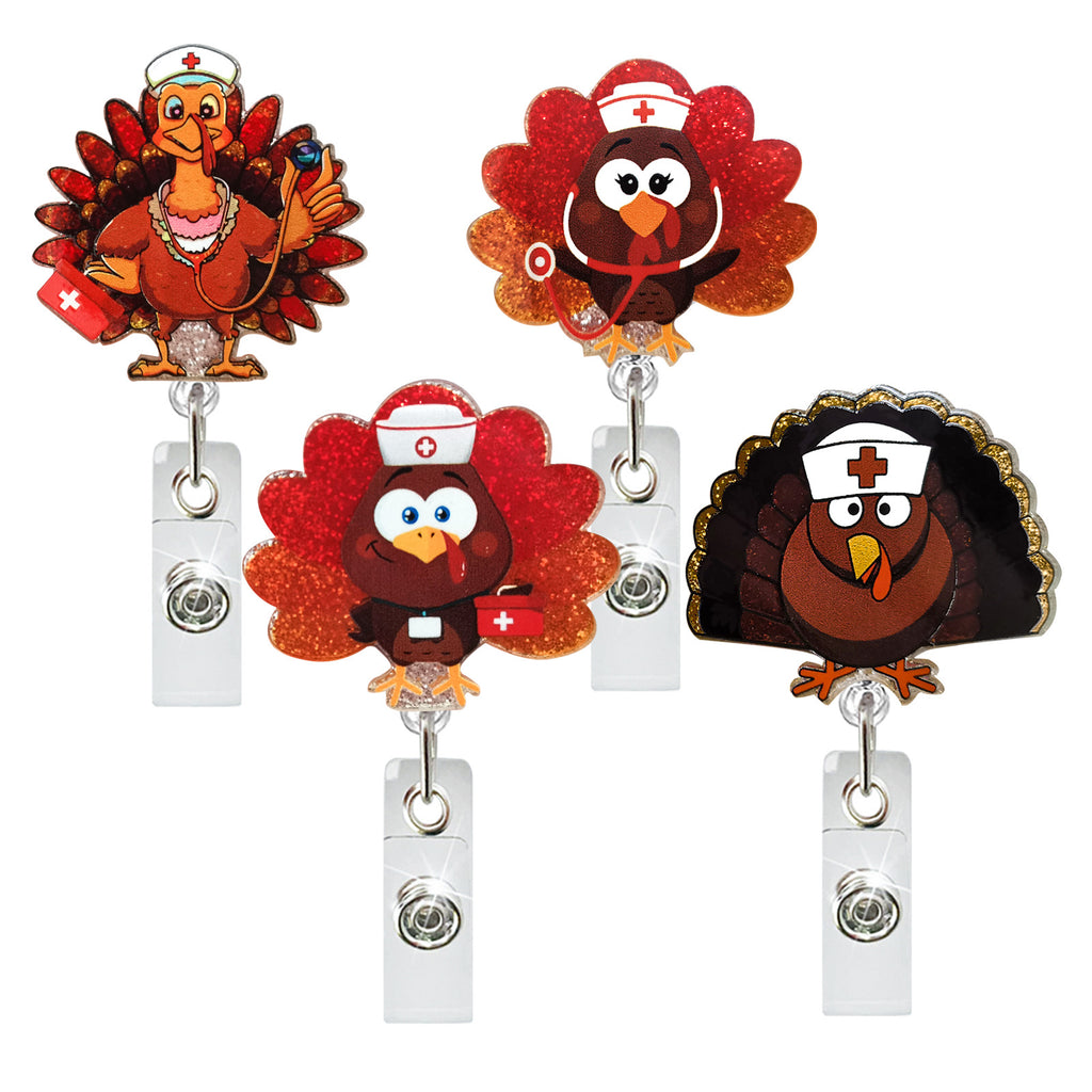 Acrylic Thanksgiving Turkey Badge Reel