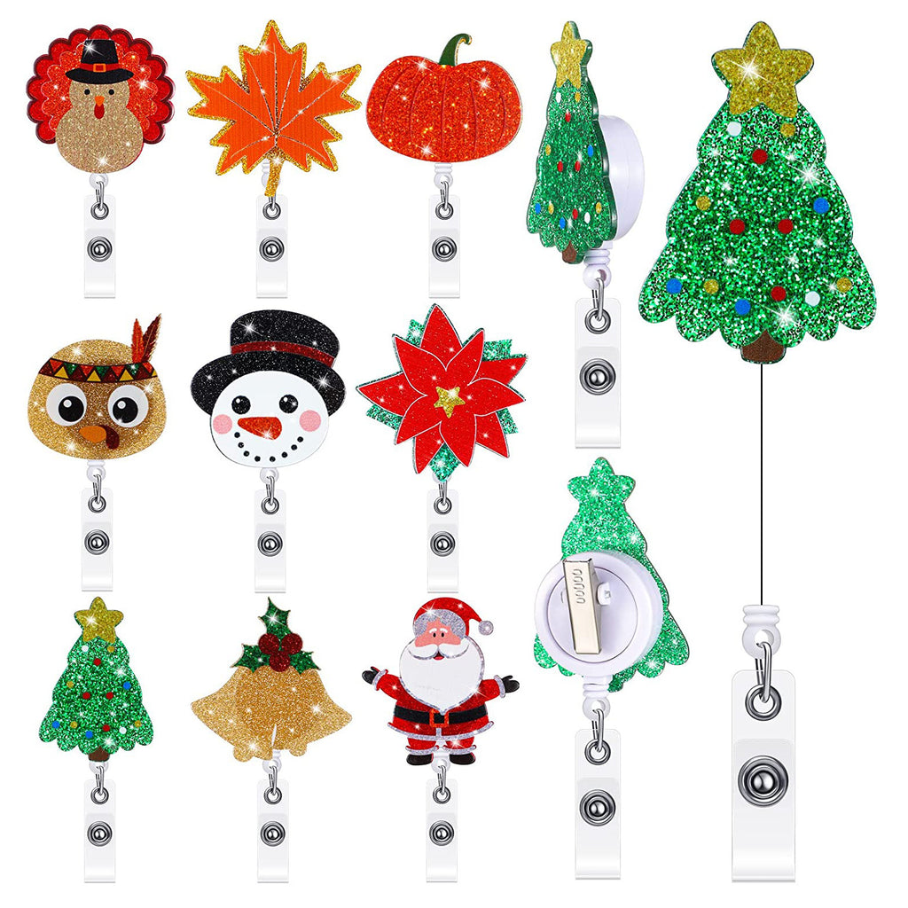 Acrylic Santa Claus Christmas Tree Christmas Deer Snowman Christmas Socks Snowflake Christmas Hat Christmas Card Christmas Strap Gloves Christmas Gifts Christmas Bow Tie Christmas Bells Badge Reel