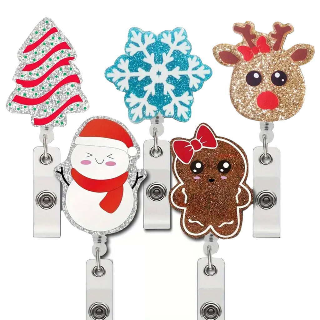 Acrylic Santa Claus Christmas Tree Christmas Deer Snowman Badge Reel