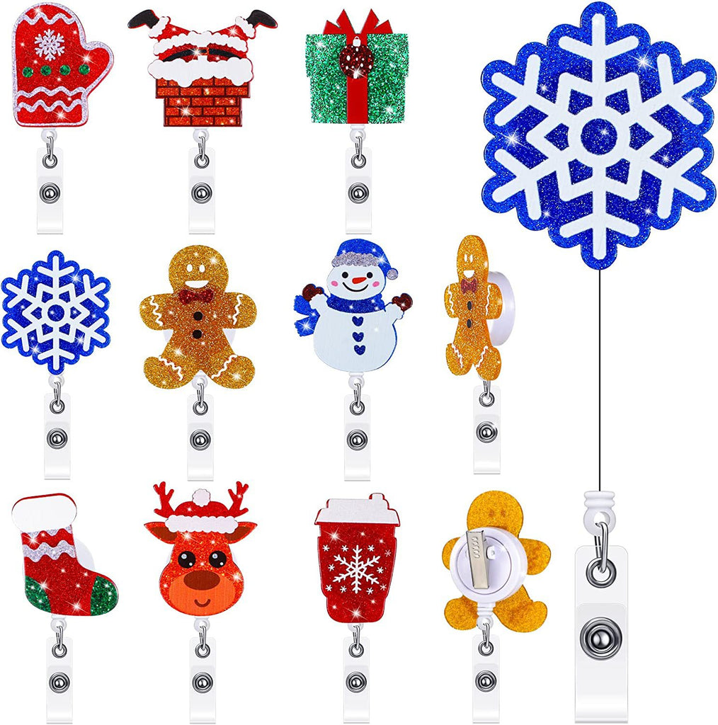 Acrylic Santa Claus Christmas Tree Christmas Deer Snowman Christmas Socks Snowflake Christmas Hat Christmas Card Christmas Strap Gloves Christmas Gifts Christmas Bow Tie Christmas Bells Badge Reel