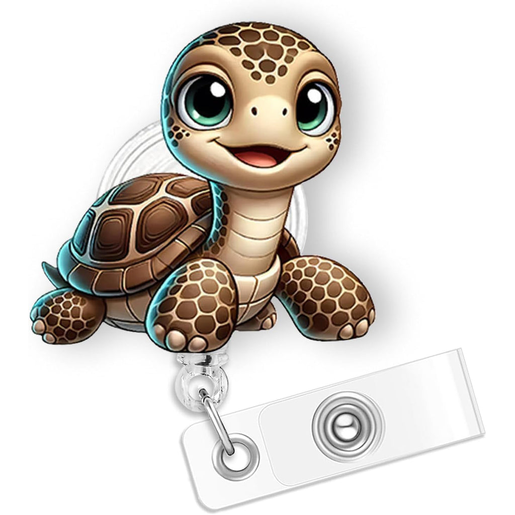 Cute Sea Turtle Badge Reel Retractable for Nurse Nursing RN CNA Medical Worker & Teacher | Funny Nurse Gifts Pediatric Nurse Turtle Badge Holder with Alligator Clip & 24” Durable Nylon Cord | Acrylic