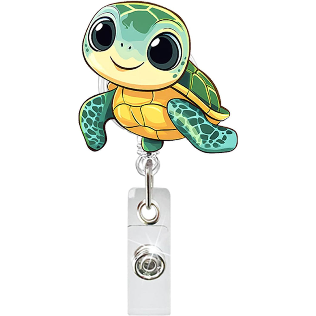 Sea Turtle Nurse Badge Reels Holder Retractable with Clip for Nurse Women Funny Badge Reels Retractable Nursing Doctor Medical Alligator Clip Work ID Badge Office Alligator Clip-Gifts for Nurses