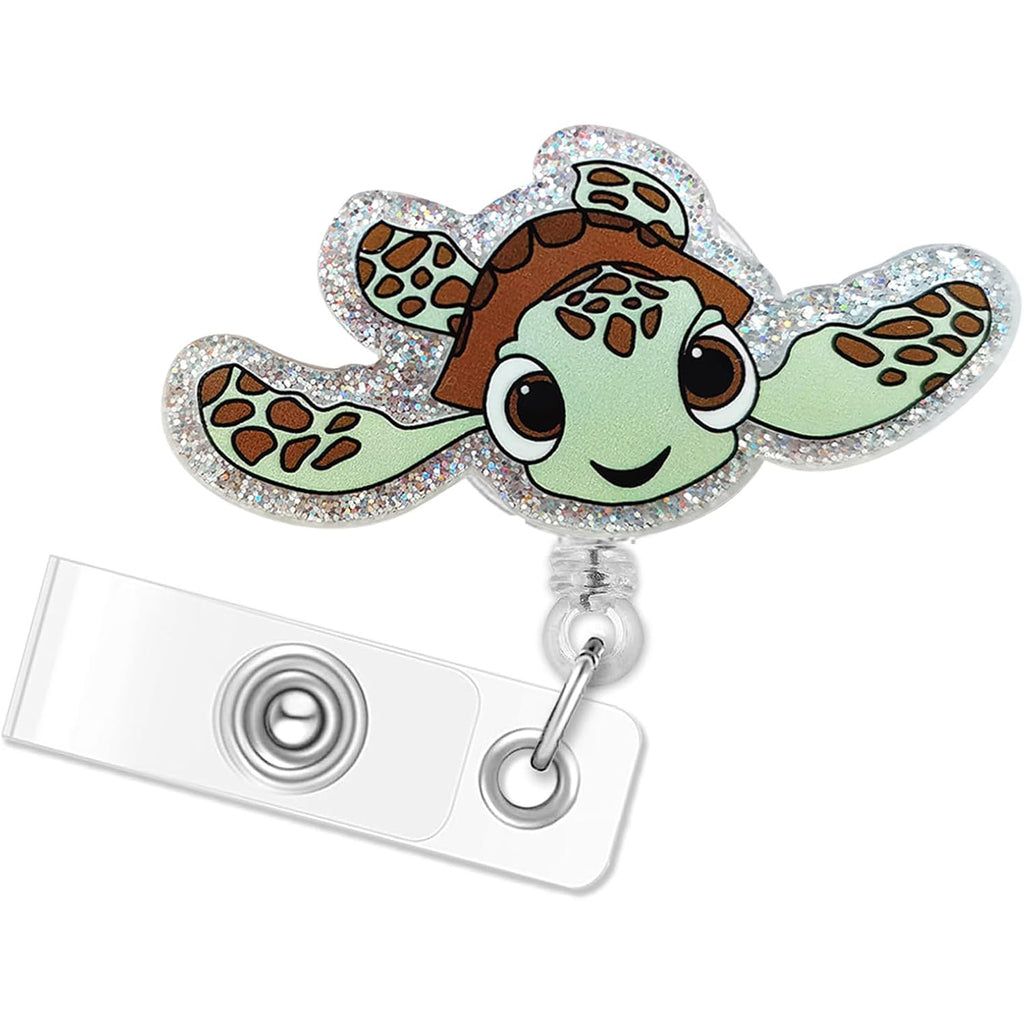 Cute Turtle Badge Reel Funny Sea Turtle Hawaiian Badge Reels Retractable Name Badge Holder Reel ID Clip Cute Animal Pediatric Decorative for Nurse Nurses Office Worker Teacher Student