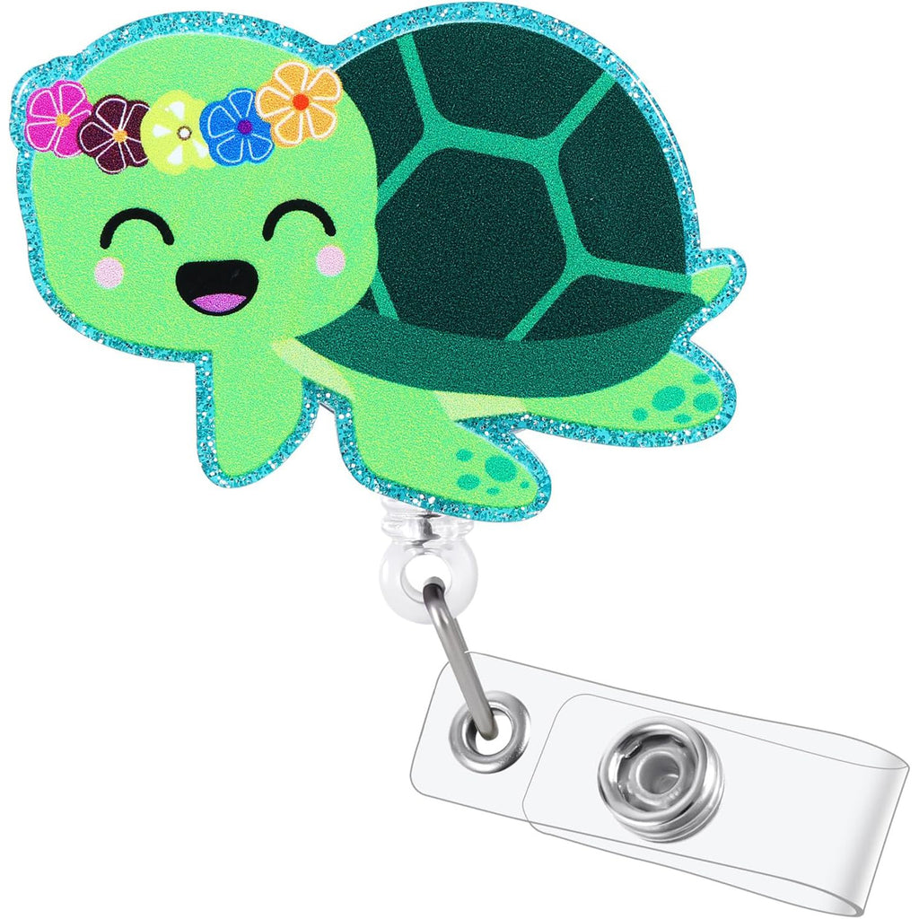 Cute Girly Sea Turtle Badge Reel, Retractable ID Badge Holder Clip, Funny Nurse Badge Reel, Nursing Student Name Badge Holders, CNA MA Medical Worker Nurse Accessories for Work, Student Nurse Badge