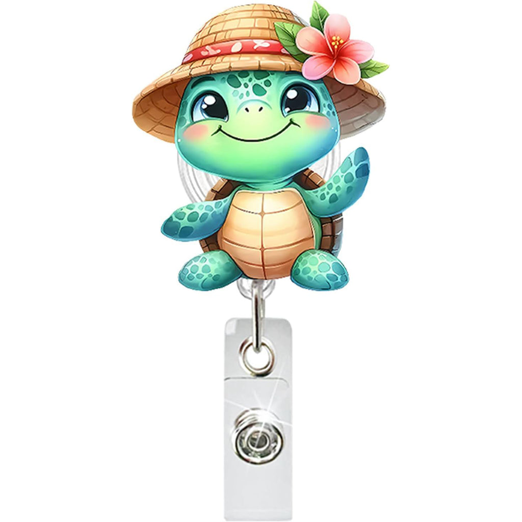 Cute Turtle Badge Reel,Aquamarine Retractable Badge Holders with Cute Design,Id Badge Holders Retractable Clip for Nurses, Teacher,Office Worker