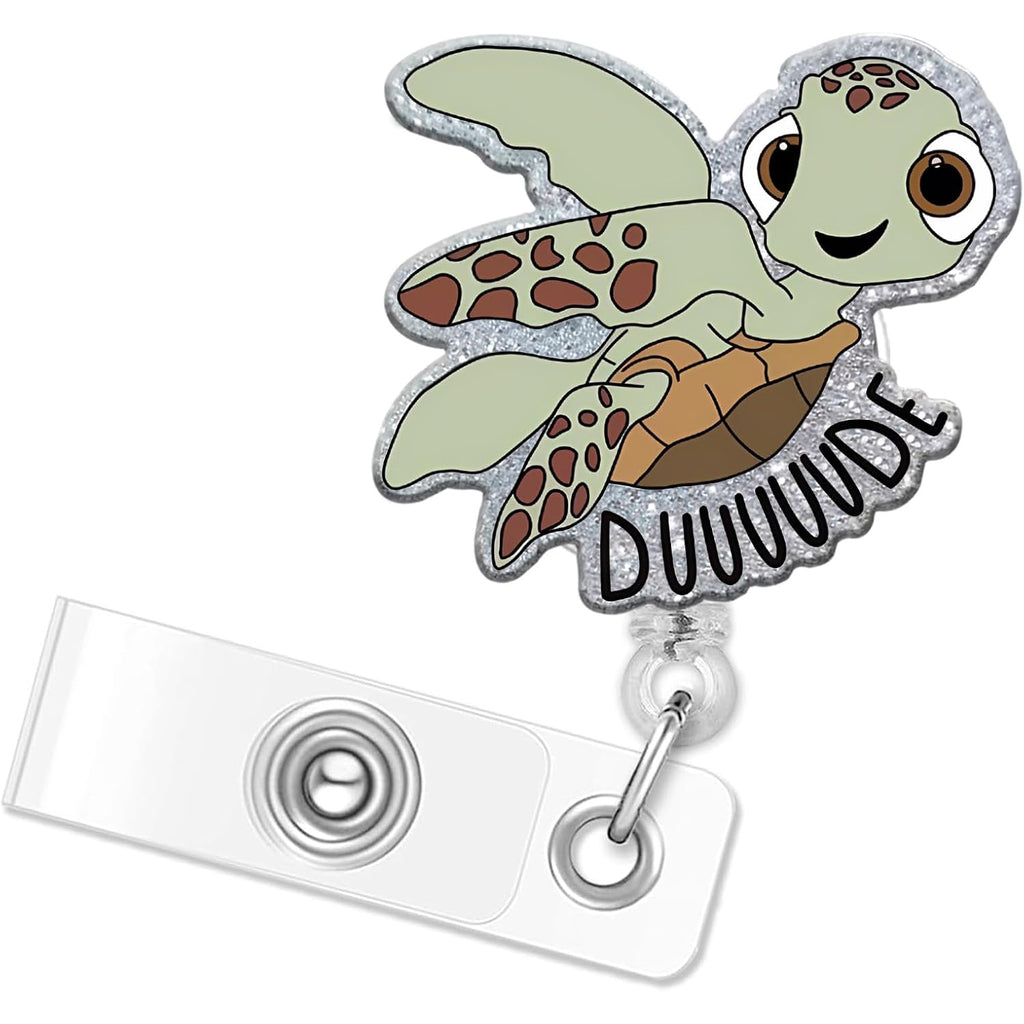 Turtle Badge Reel, Funny Badge Reels Retractable, Name Badge Holder Reel ID Clip, Cute Animal Pediatric Decorative for Women Nurse Nursing Doctor Teacher Student Kids