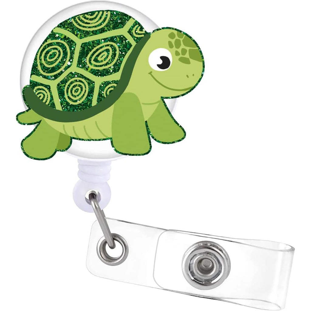 Turtle Badge Reel Retractable with Alligator Clip Cute Animal Acrylic Name Badge Accessories Suitable for Hospital Nurses School Teachers Students Office Women Men