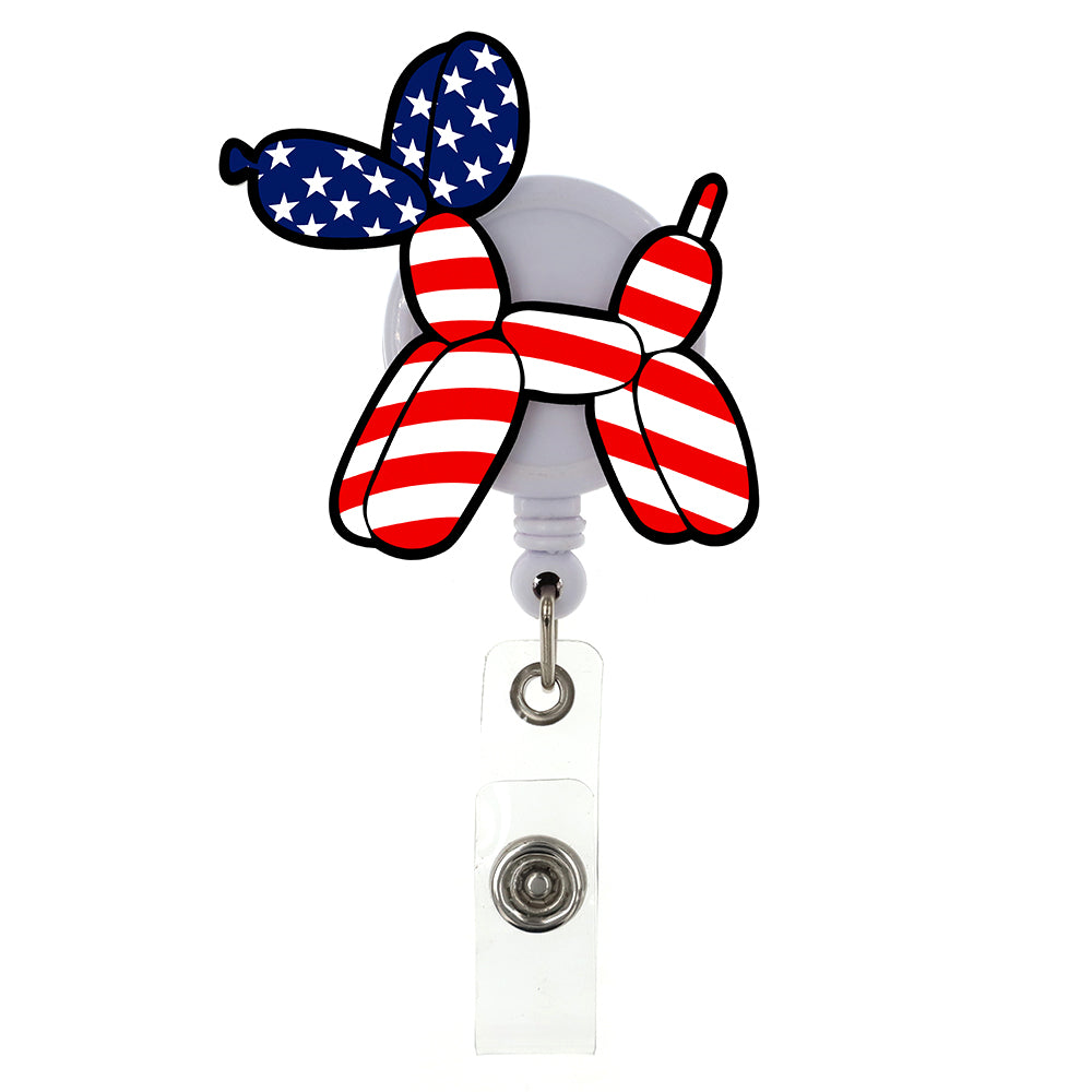 Acrylic Badge Reel Retractable ID Badge Reel, Name Card Holder, ID Badge Reel for Nurse American Independence Day Dog Badge Reel