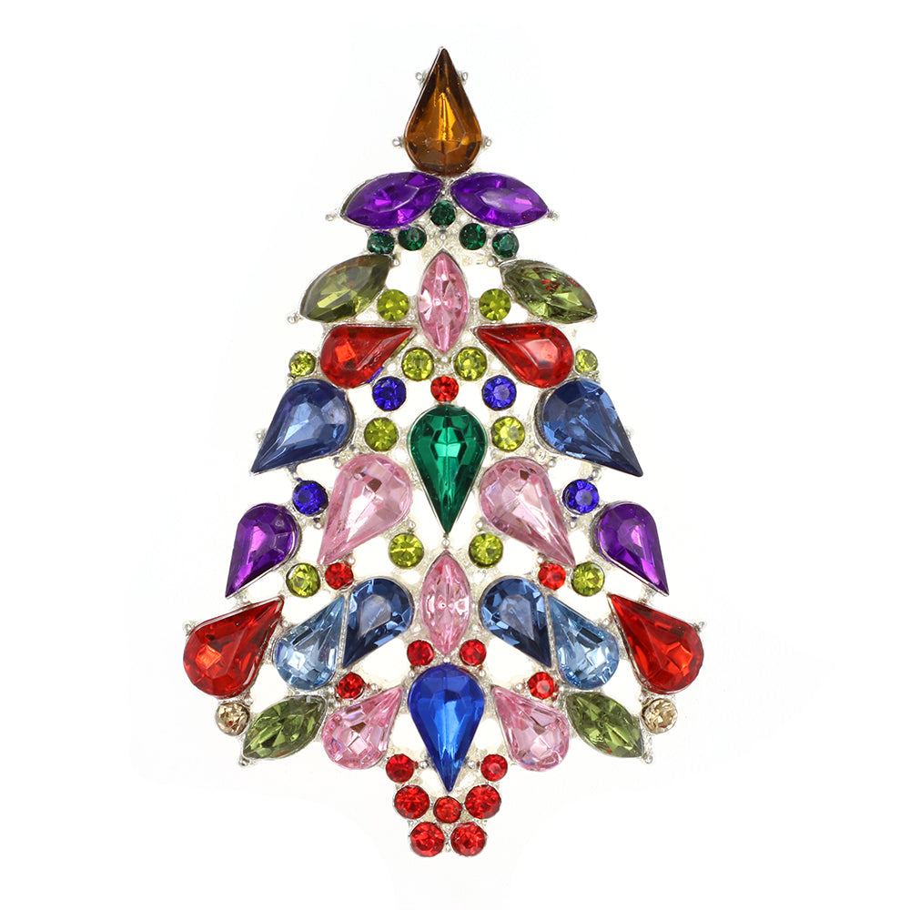 Rhinestone Christmas Tree Brooch