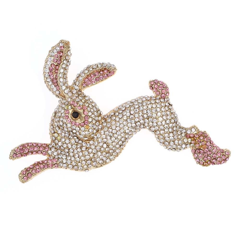 Rhinestone Easter Rabbit Brooch