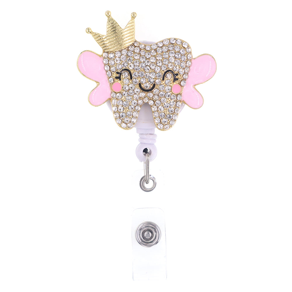 Cute Teeth Rhinestone Badge Reel