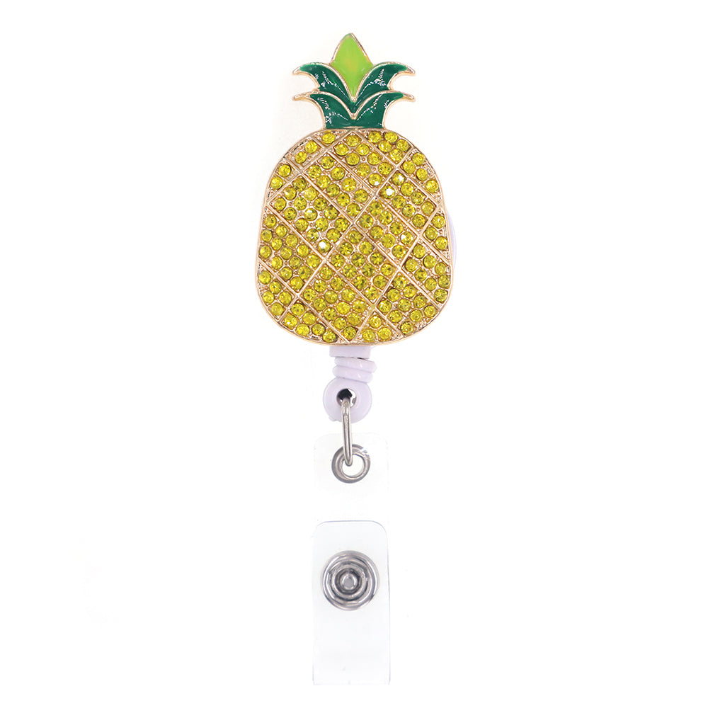 Cute Pineapple Rhinestone Badge Reel