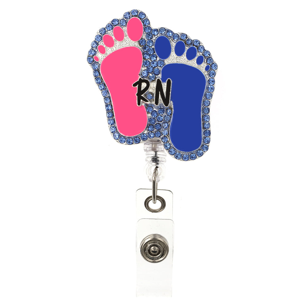 Cute Baby Feet Retractable ID Badge Reel, Name Card Holder, ID Badge Reel for Nurse