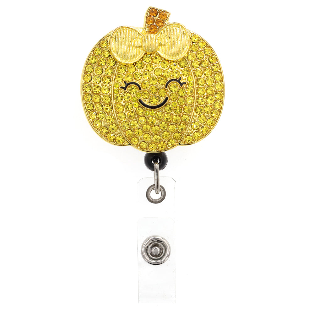 Rhinestone Pumpkin Badge Reel