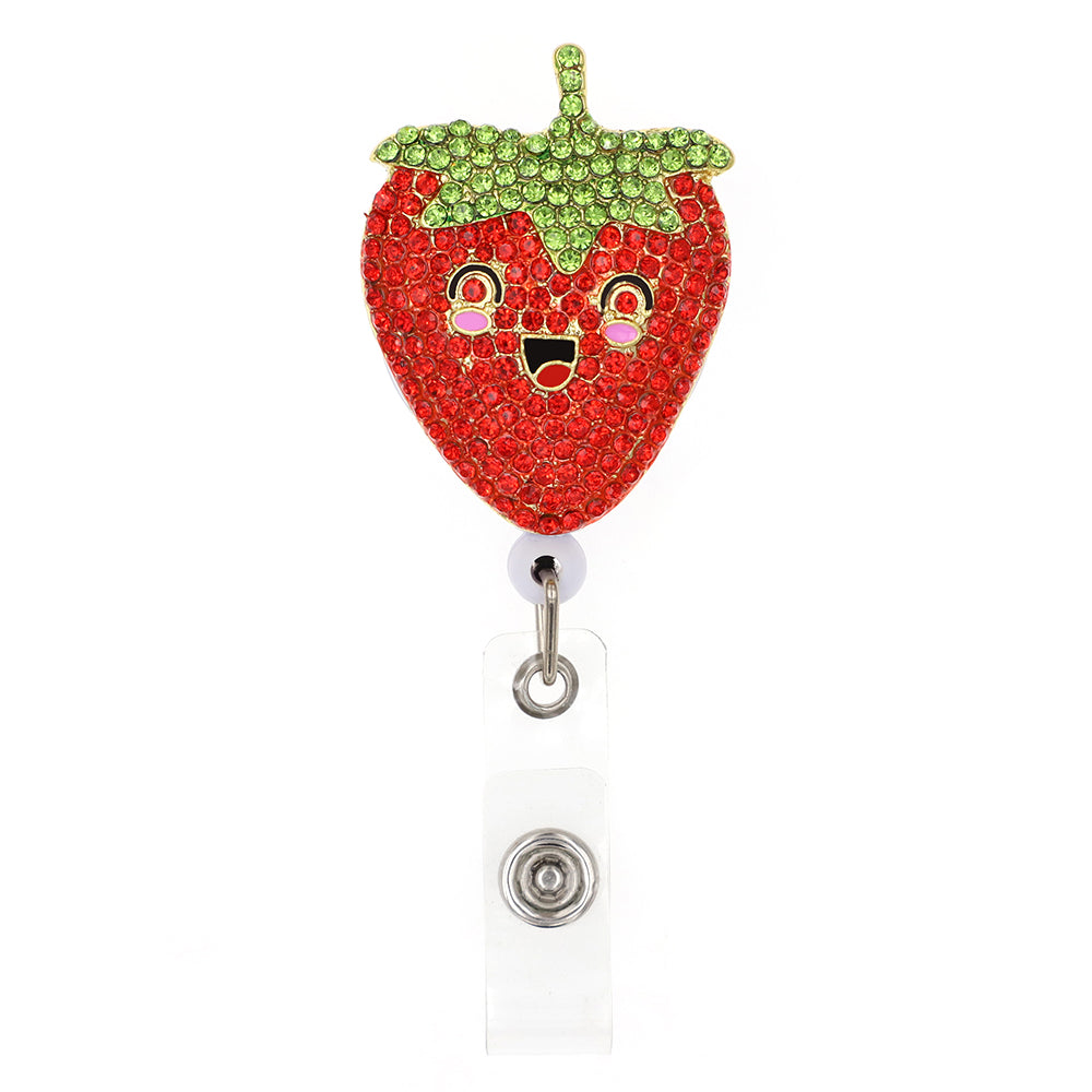 Rhinestone Strawberry Badge Reel