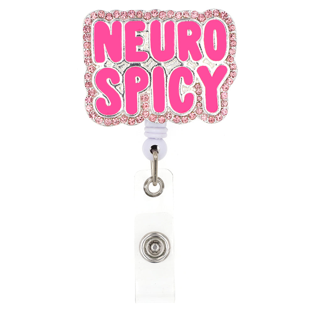 Rhinestone NEURO SPICY Badge Reel