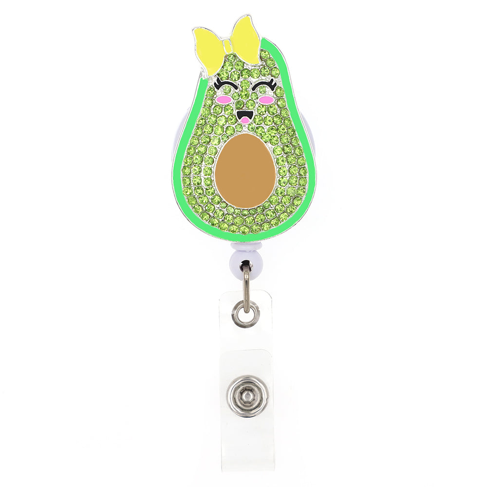 Rhinestone Avocado Badge Reel