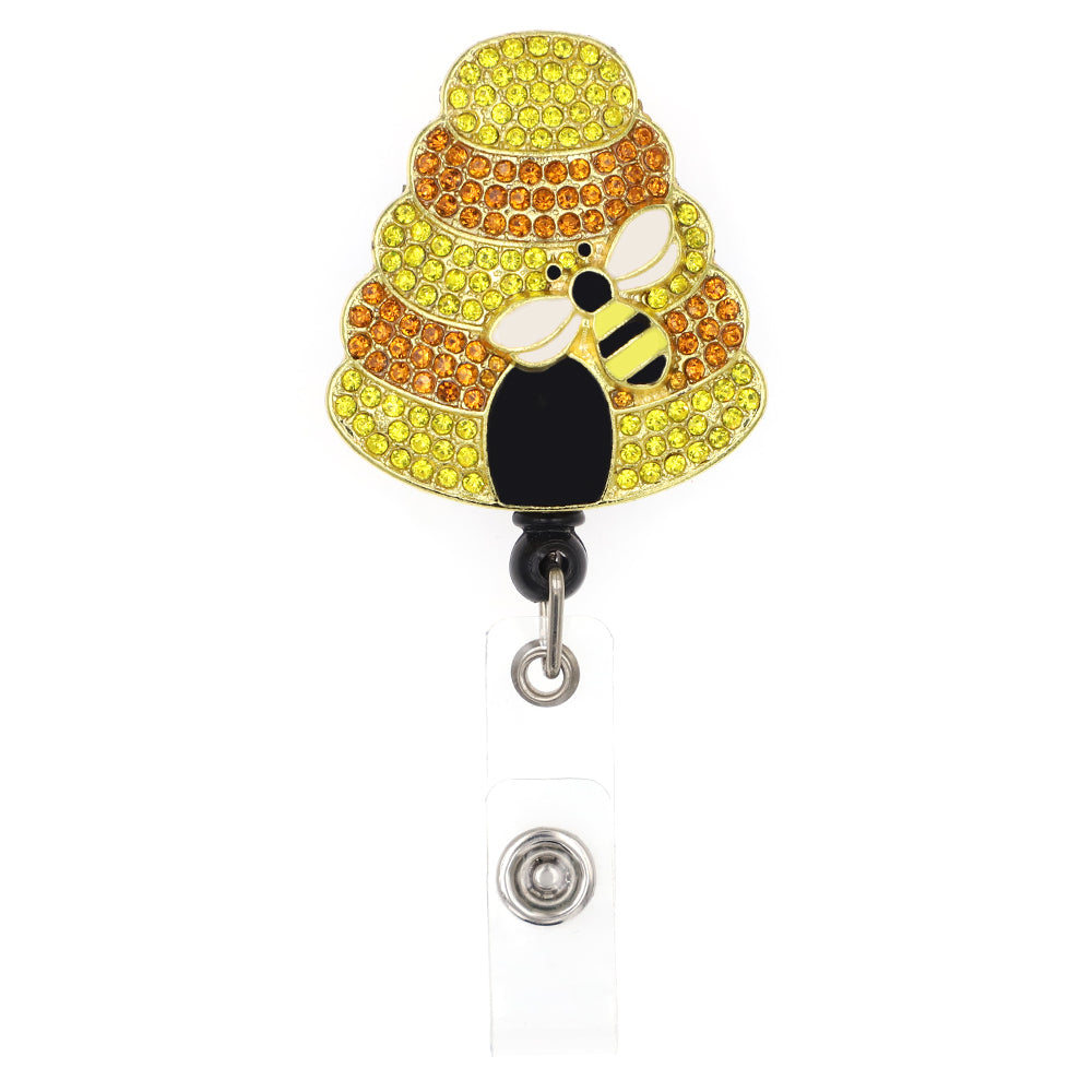 Rhinestone Bee Badge Reel