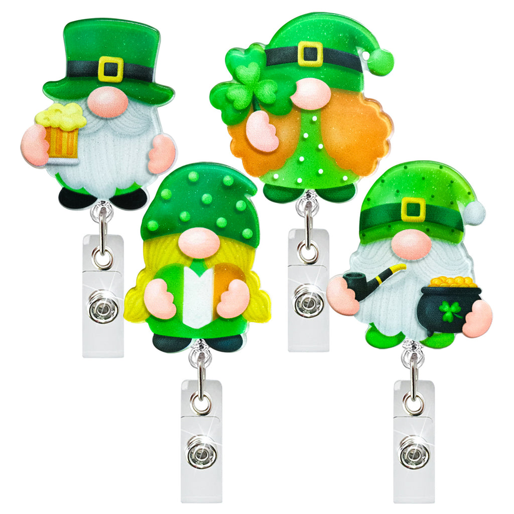 Acrylic Badge Reel New Irish Festival Acrylic Dwarf Easy Pull Buckle Rotating Id Buckle Doctor Nurse Telescopic Easy Pull