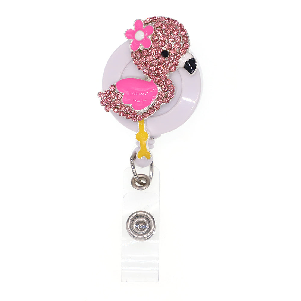 Cute Pink Ostrich Badge Reel