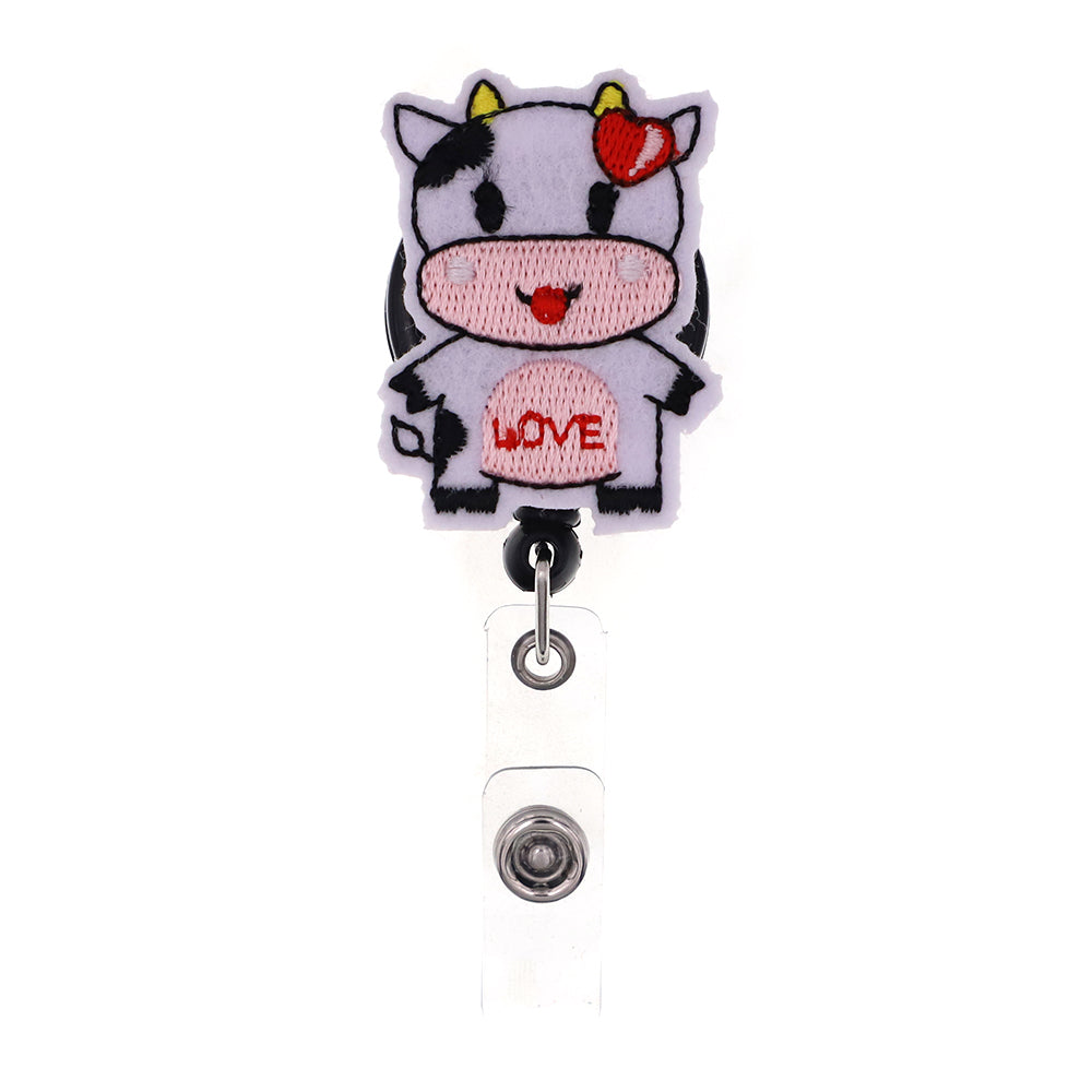 Love Maternal Cow Felt Badge Reel