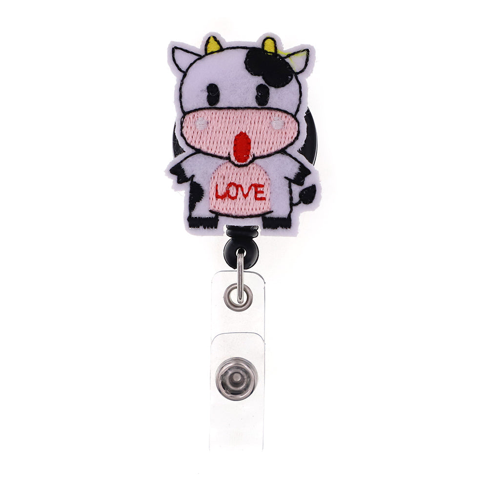 Love Bull Cow Felt Badge Reel