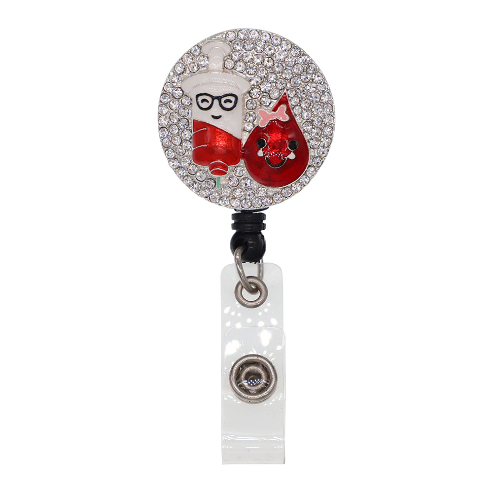 Syringe Blood Drop Badge Reel